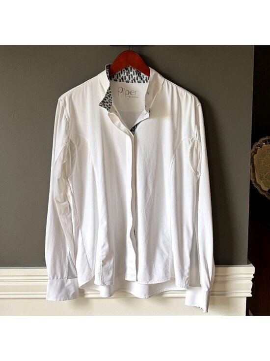 Piper Tops - Piper SmartPak White Long Sleeve Riding Show Shirt Snap Front Tech Womens XL